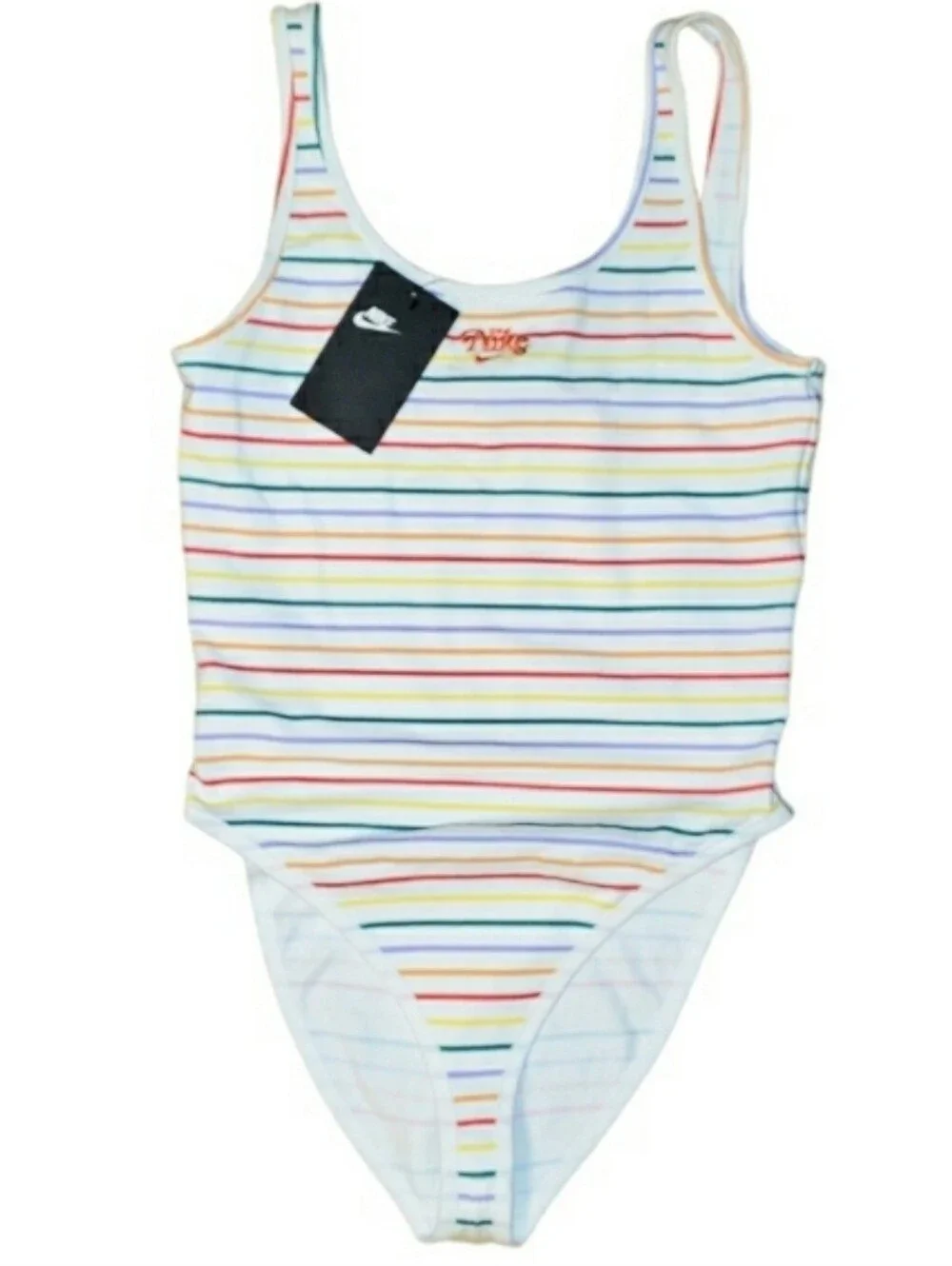 New Nike Sportswear Retro Femme Rainbow Striped Bodysuit